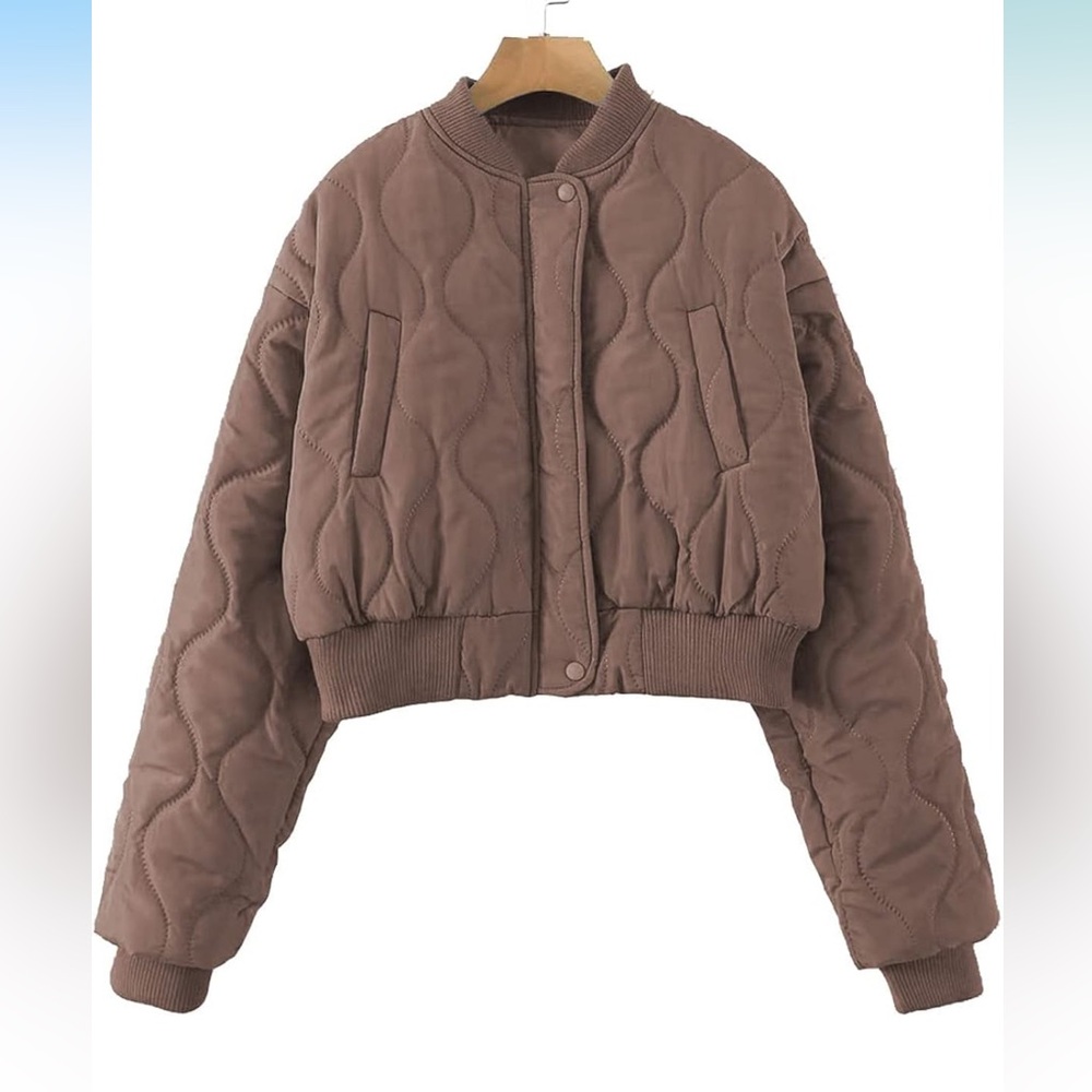 Chocolate Brown Cropped Bomber